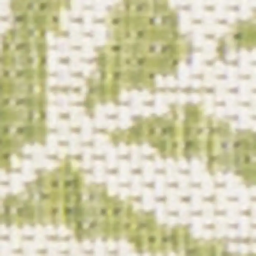 10' Green And Cream Floral Indoor Outdoor Runner Rug Photo 2