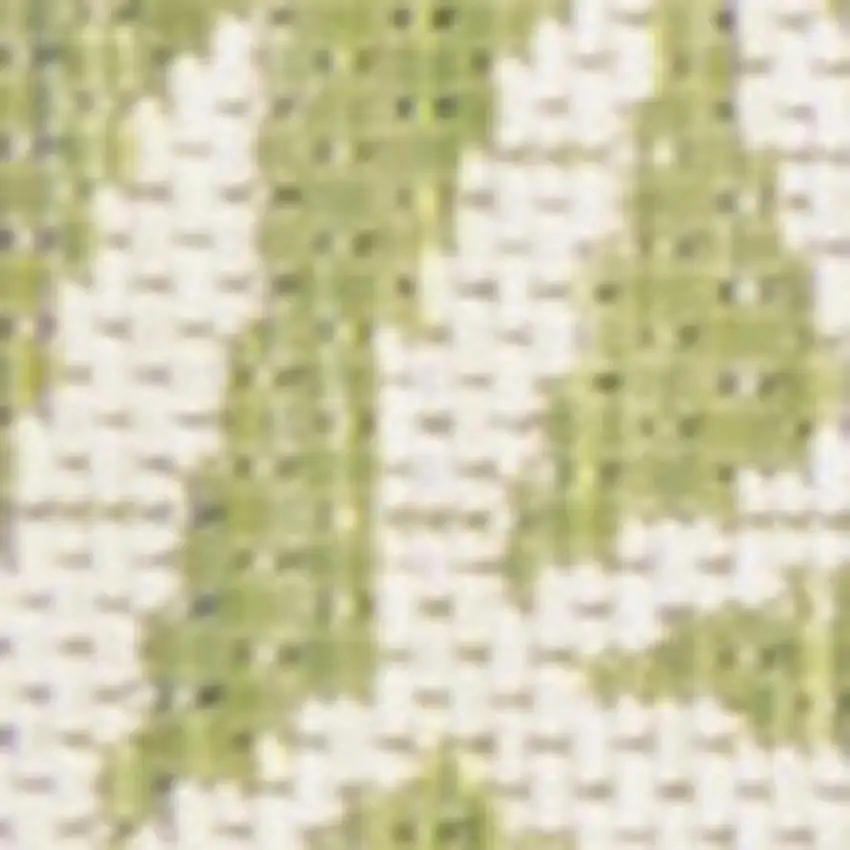 8' Green And Cream Floral Indoor Outdoor Runner Rug Photo 2