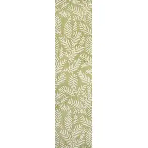 Photo of 8' Green And Cream Floral Indoor Outdoor Runner Rug