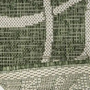 Photo of 8' Green And Cream Floral Indoor Outdoor Runner Rug