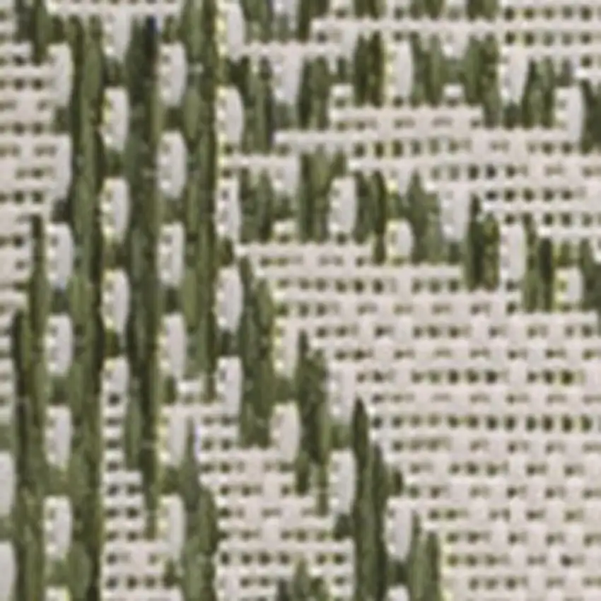 8' Green And Cream Floral Indoor Outdoor Runner Rug Photo 3