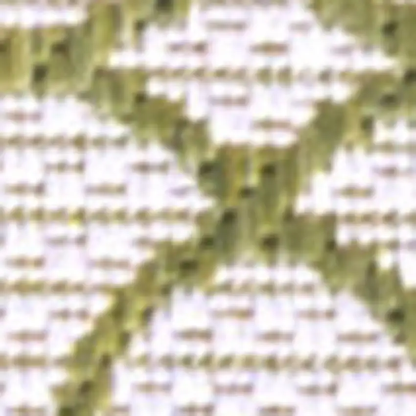 10' Green And Cream Geometric Indoor Outdoor Runner Rug Photo 2