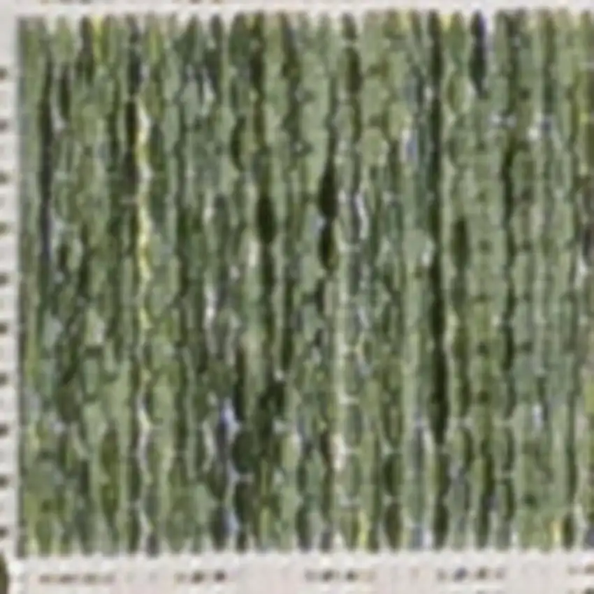 8' Green And Cream Geometric Indoor Outdoor Runner Rug Photo 2