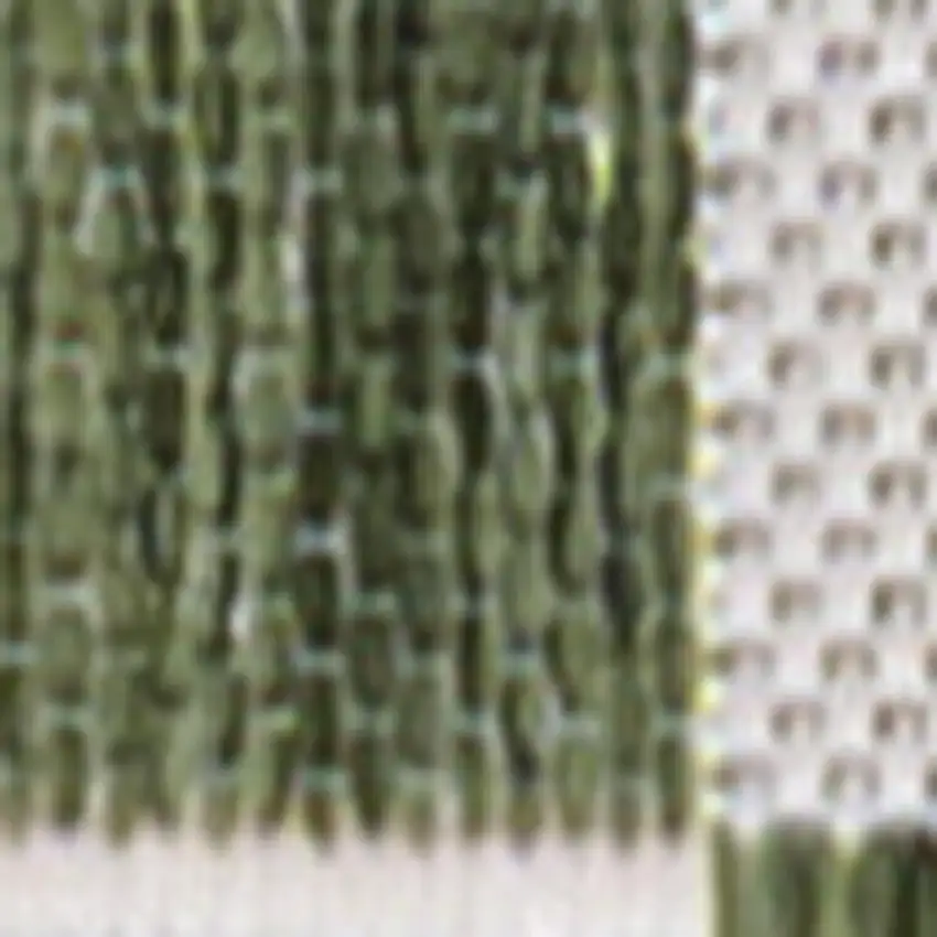 8' Green And Cream Geometric Indoor Outdoor Runner Rug Photo 3