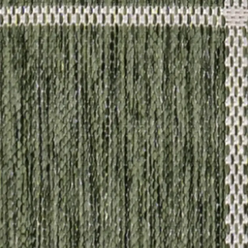 8' Green And Cream Gingham Indoor Outdoor Runner Rug Photo 3