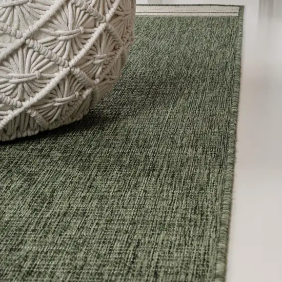 8' Green And Cream Indoor Outdoor Runner Rug Photo 9
