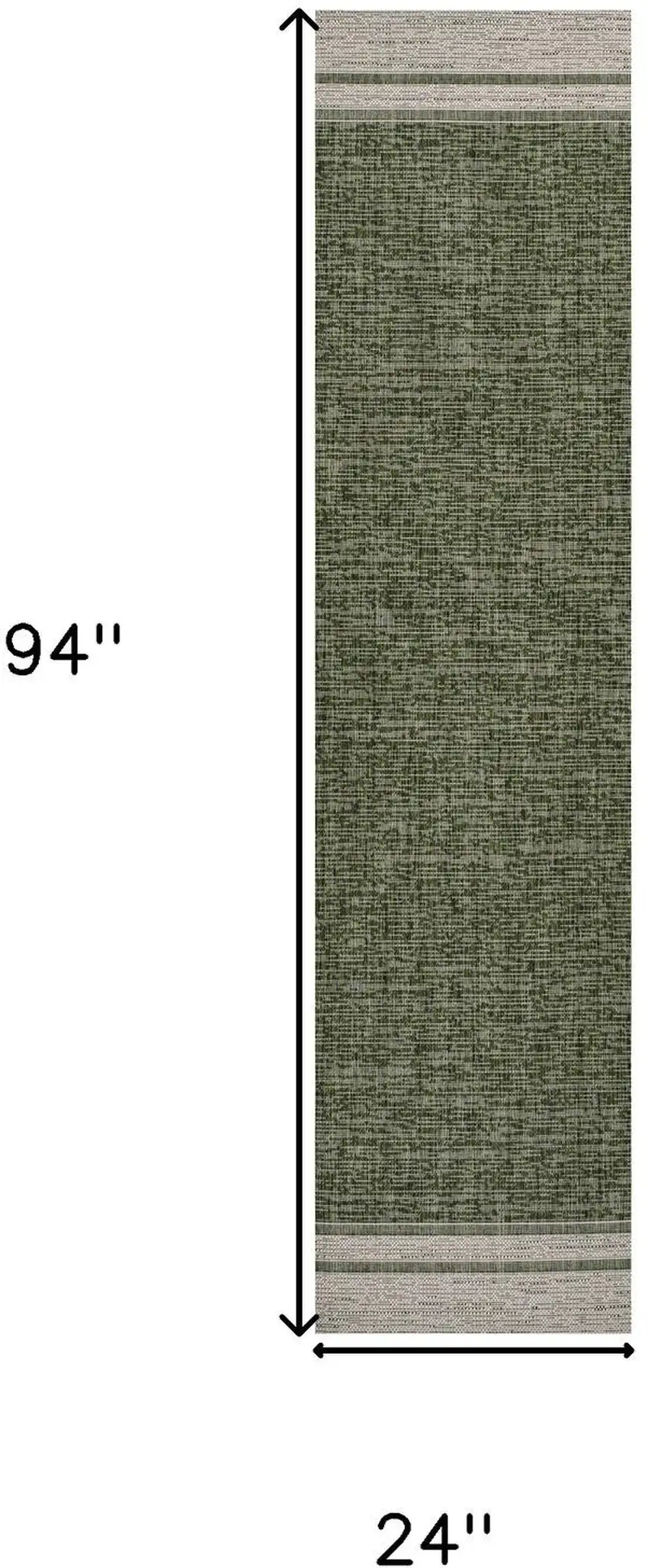8' Green And Cream Indoor Outdoor Runner Rug Photo 7