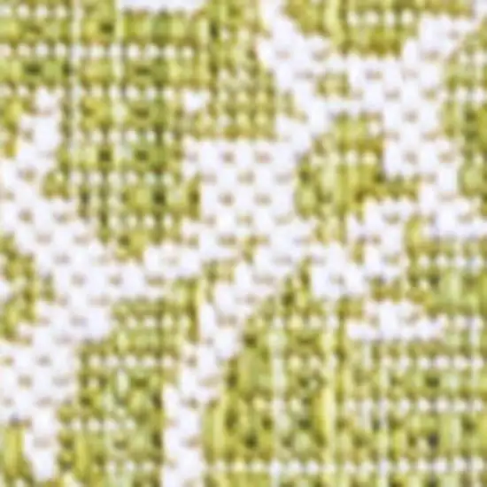 8' Green And Cream Medallion Indoor Outdoor Runner Rug Photo 2