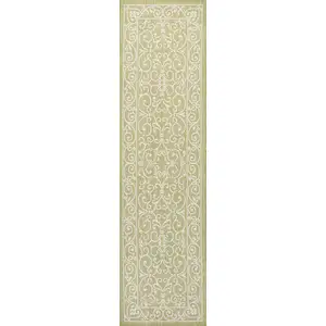 Photo of 10' Green And Cream Medallion Indoor Outdoor Runner Rug
