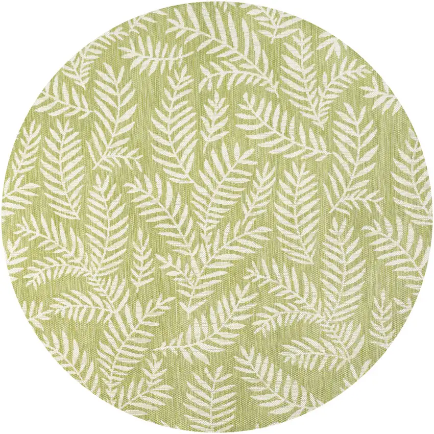5' Green And Cream Round Floral Indoor Outdoor Area Rug Photo 1