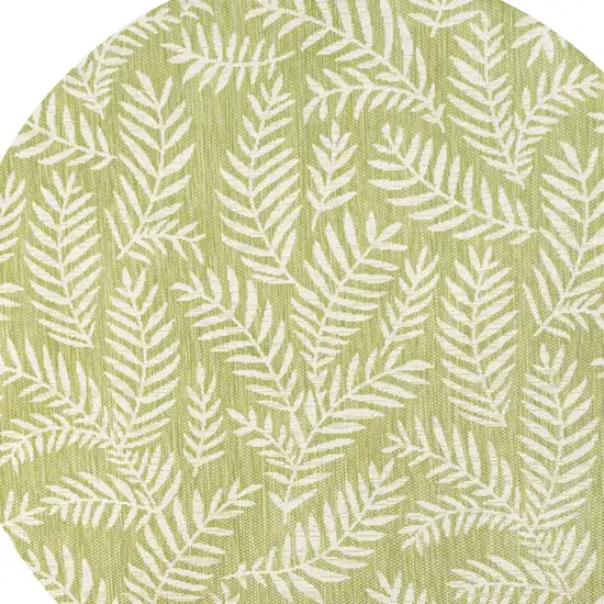 5' Green And Cream Round Floral Indoor Outdoor Area Rug Photo 2