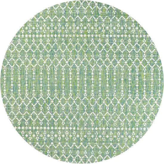 5' Green And Cream Round Trellis Indoor Outdoor Area Rug Photo 1