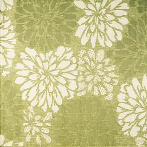 Photo of 5' Green And Cream Square Floral Indoor Outdoor Area Rug