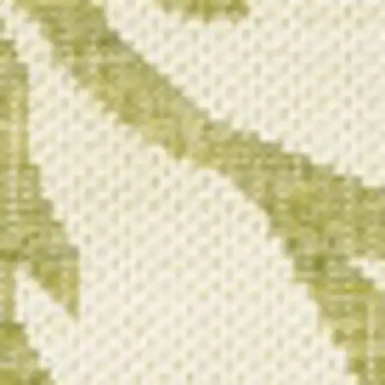 5' Green And Cream Square Floral Indoor Outdoor Area Rug Photo 2