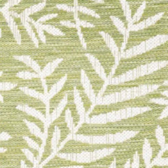 5' Green And Cream Square Floral Indoor Outdoor Area Rug Photo 3
