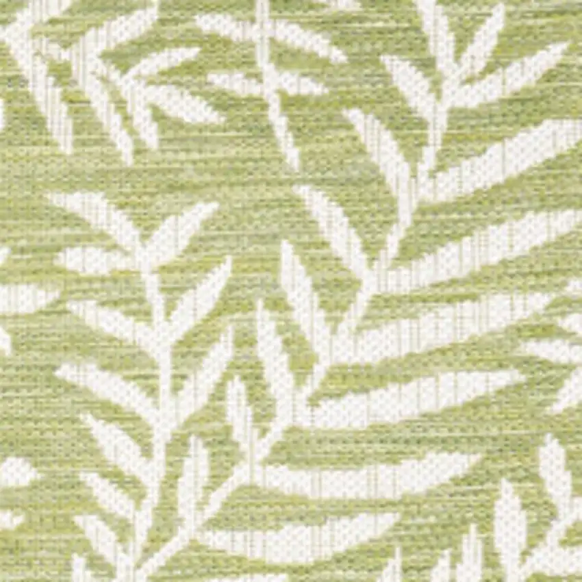 5' Green And Cream Square Floral Indoor Outdoor Area Rug Photo 3