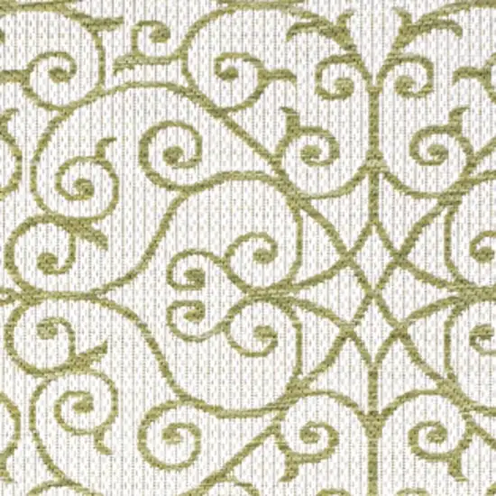 5' Green And Cream Square Geometric Indoor Outdoor Area Rug Photo 3