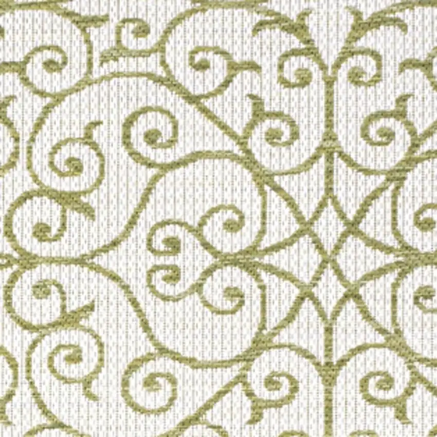 5' Green And Cream Square Geometric Indoor Outdoor Area Rug Photo 3