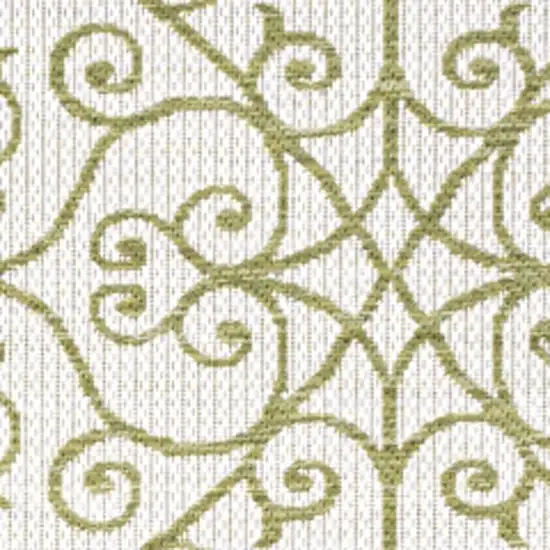 5' Green And Cream Square Geometric Indoor Outdoor Area Rug Photo 2