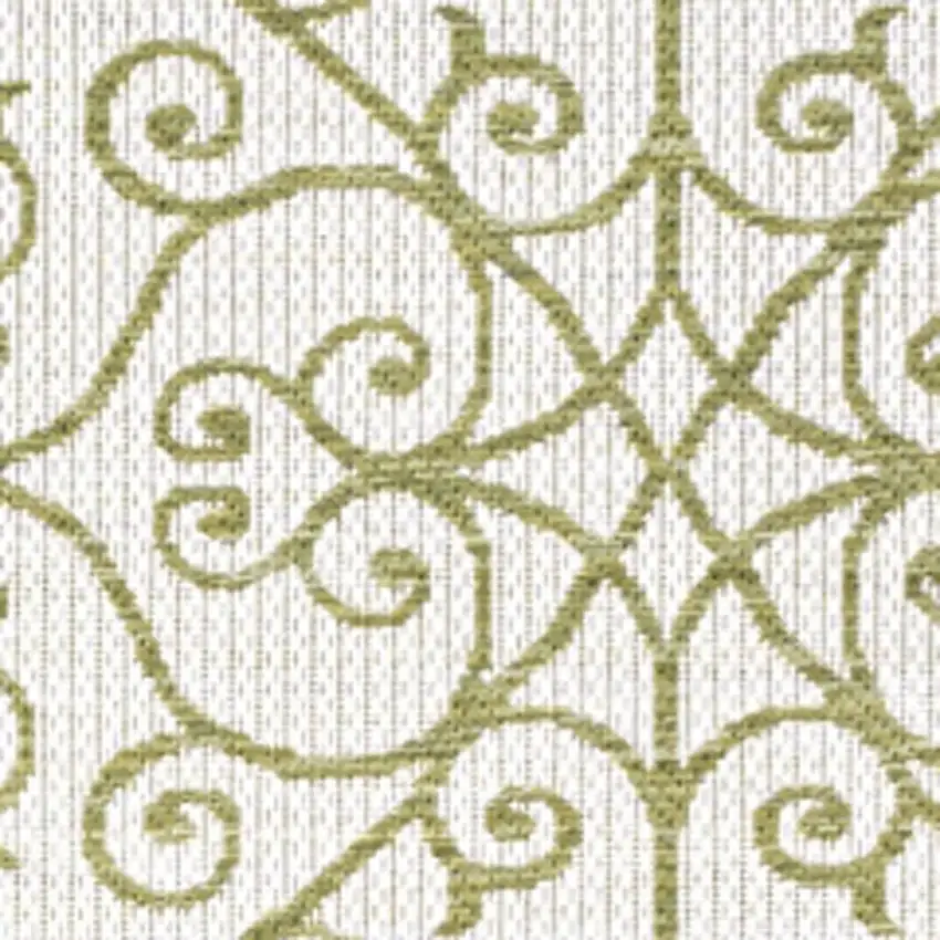 5' Green And Cream Square Geometric Indoor Outdoor Area Rug Photo 2