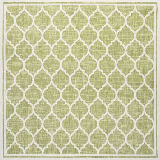 5' Green And Cream Square Geometric Indoor Outdoor Area Rug Photo 1