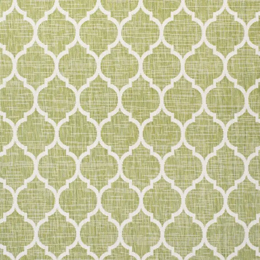 5' Green And Cream Square Geometric Indoor Outdoor Area Rug Photo 2