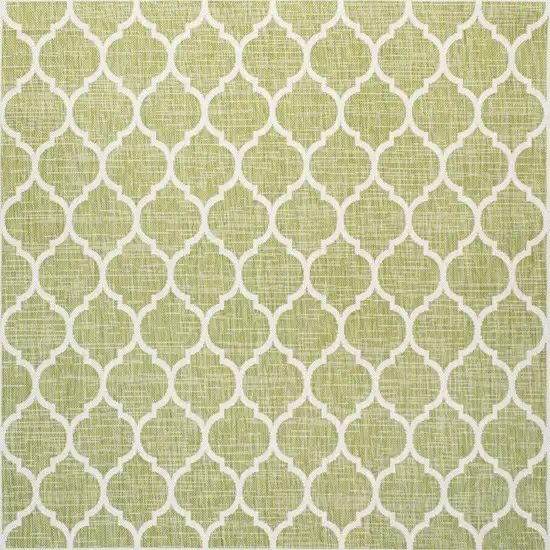5' Green And Cream Square Geometric Indoor Outdoor Area Rug Photo 3