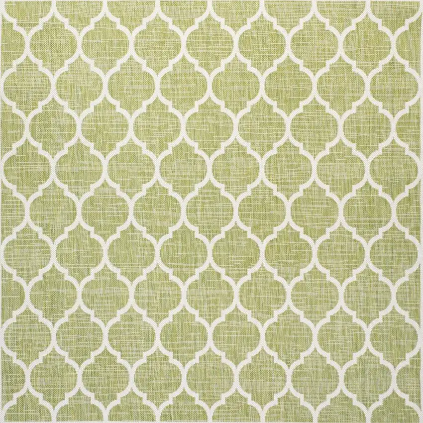5' Green And Cream Square Geometric Indoor Outdoor Area Rug Photo 3