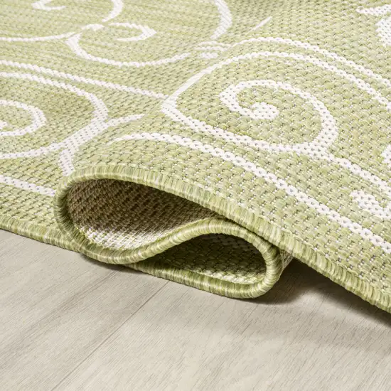 5' Green And Cream Square Medallion Indoor Outdoor Area Rug Photo 9