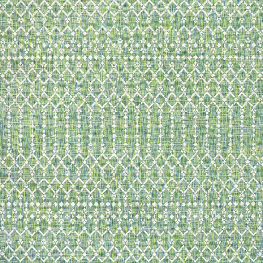 5' Green And Cream Square Trellis Indoor Outdoor Area Rug Photo 1