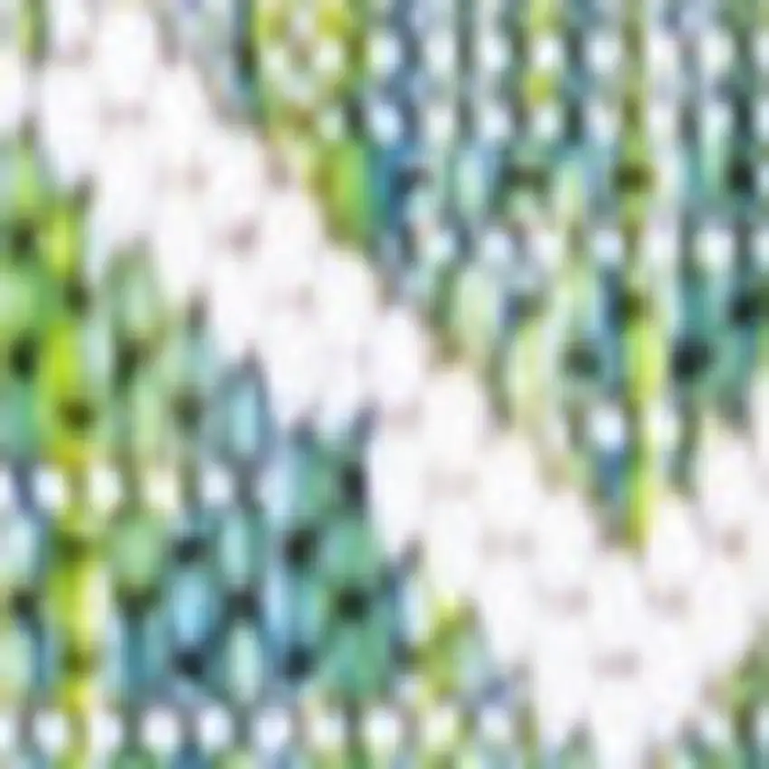 10' Green And Cream Trellis Indoor Outdoor Runner Rug Photo 3