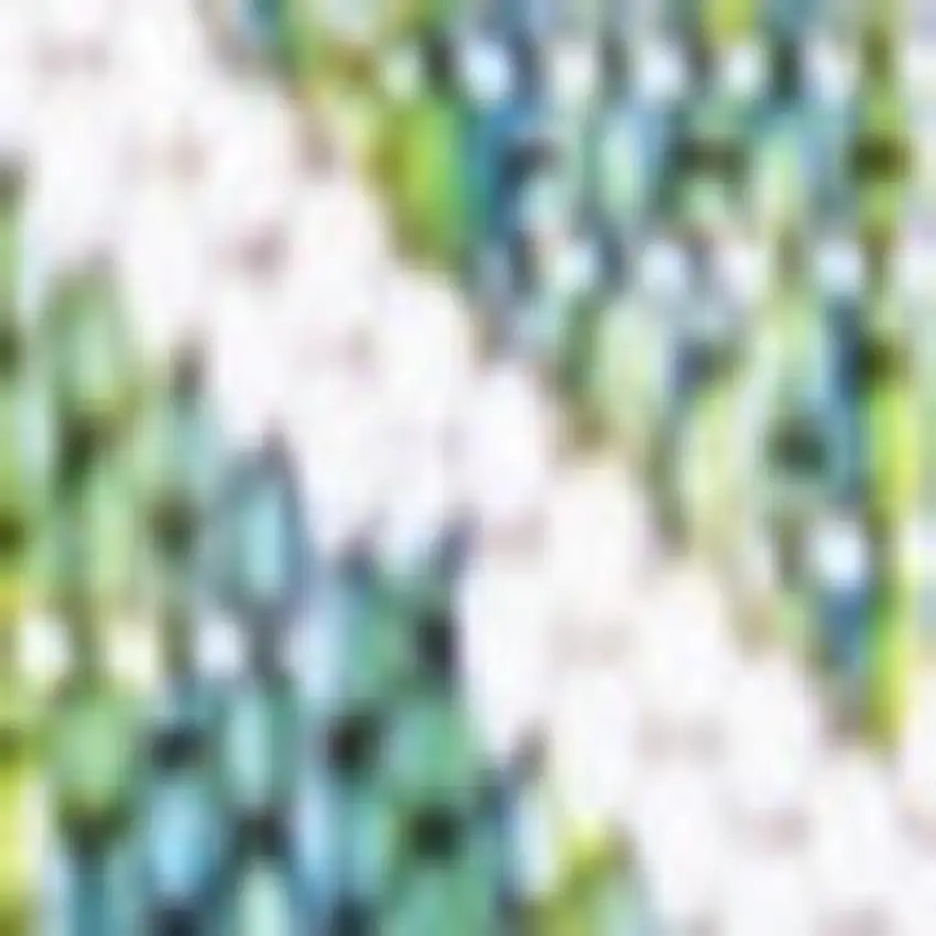 10' Green And Cream Trellis Indoor Outdoor Runner Rug Photo 2