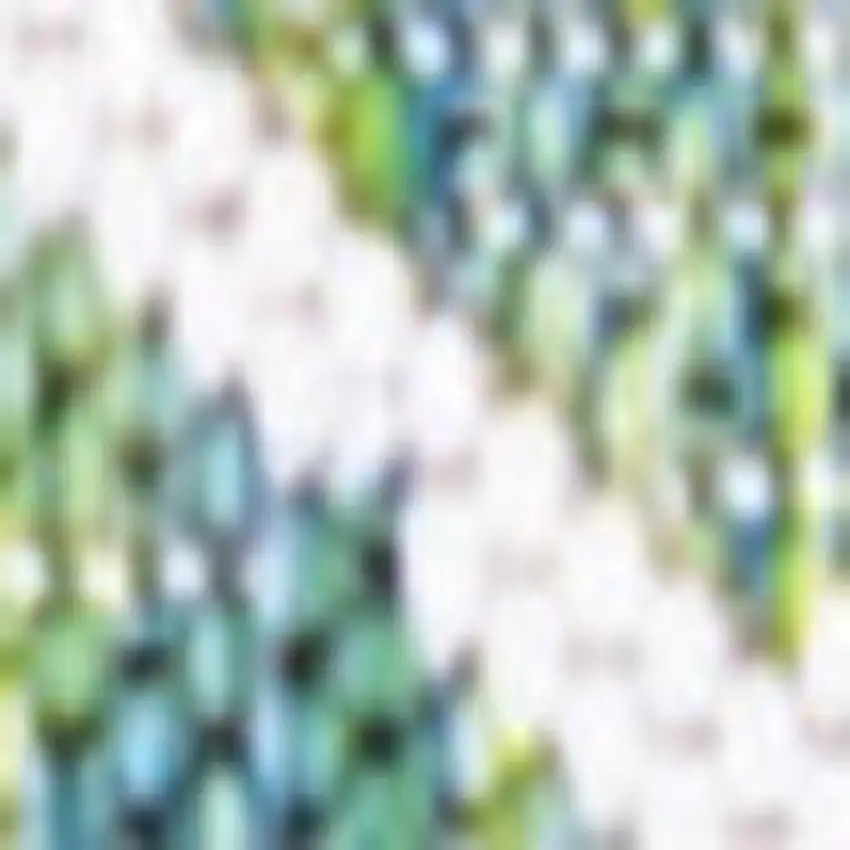 8' Green And Cream Trellis Indoor Outdoor Runner Rug Photo 2