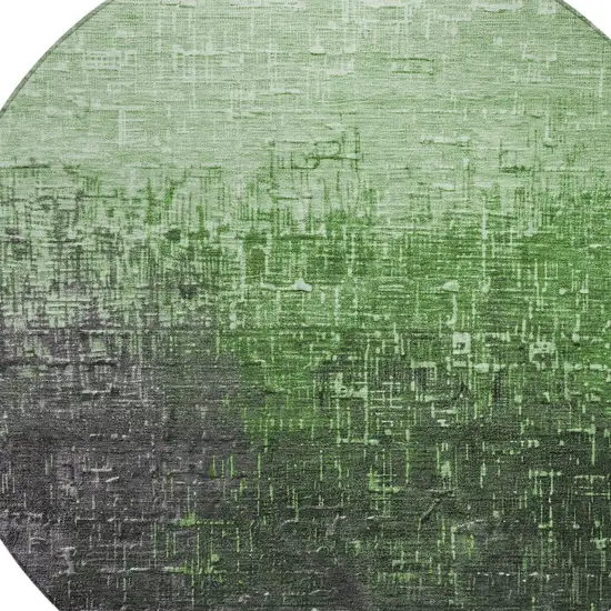8' Green And Dark Gray Round Ombre Washable Indoor Outdoor Area Rug Photo 5