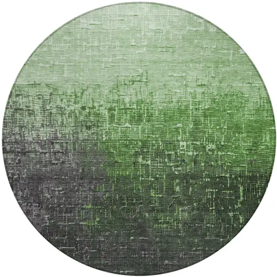 8' Green And Dark Gray Round Ombre Washable Indoor Outdoor Area Rug Photo 2