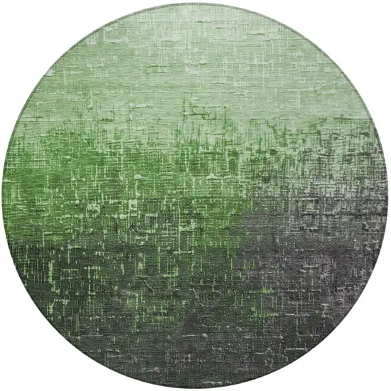 8' Green And Dark Gray Round Ombre Washable Indoor Outdoor Area Rug Photo 6