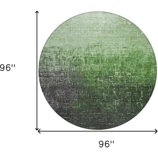 8' Green And Dark Gray Round Ombre Washable Indoor Outdoor Area Rug Photo 9