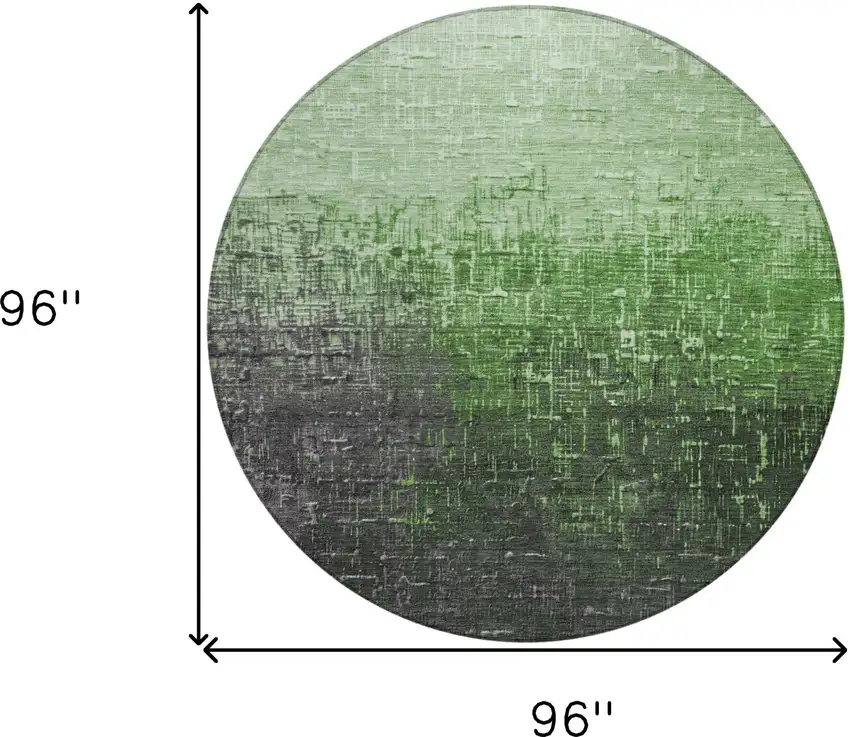 8' Green And Dark Gray Round Ombre Washable Indoor Outdoor Area Rug Photo 9