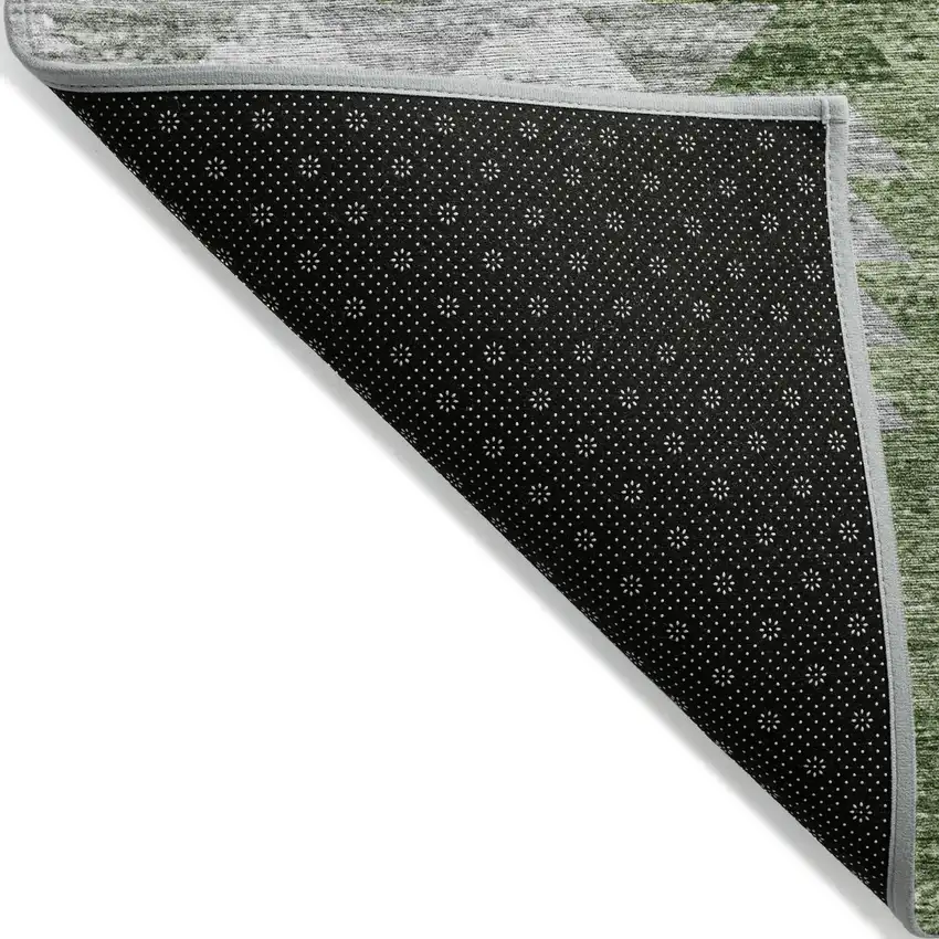8' Green And Fern Green Round Geometric Washable Indoor Outdoor Area Rug Photo 2