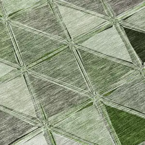 Photo of 8' Green And Fern Green Round Geometric Washable Indoor Outdoor Area Rug