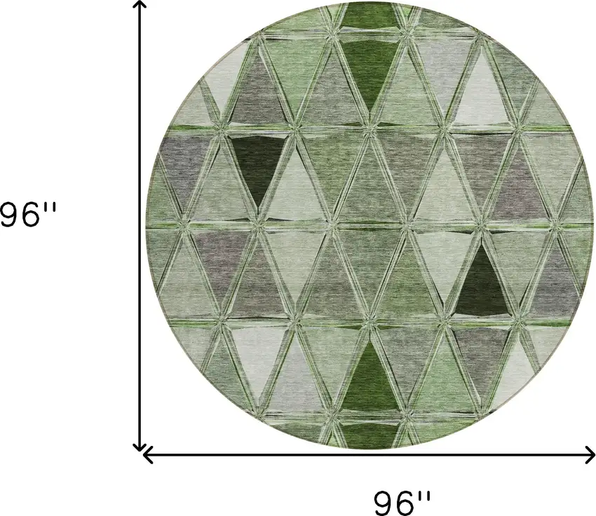 8' Green And Fern Green Round Geometric Washable Indoor Outdoor Area Rug Photo 9