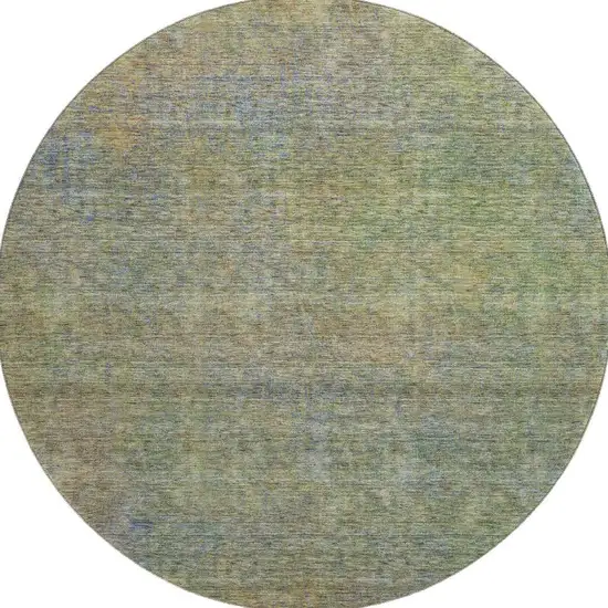 8' Green And Gold Abstract Washable Round Rug With UV Protection Photo 4