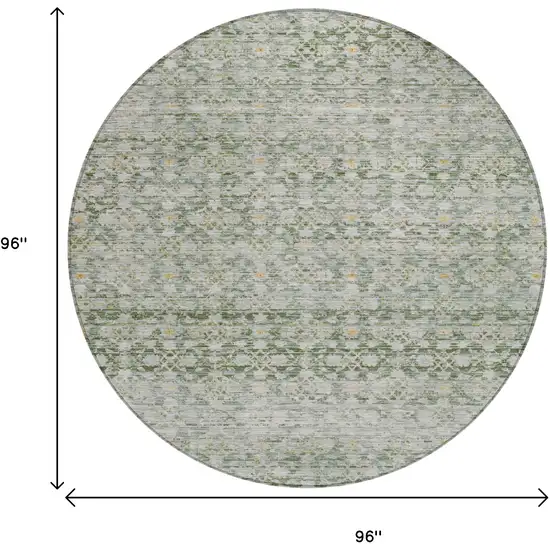 8' Green And Gold Round Striped Washable Indoor Outdoor Area Rug Photo 9