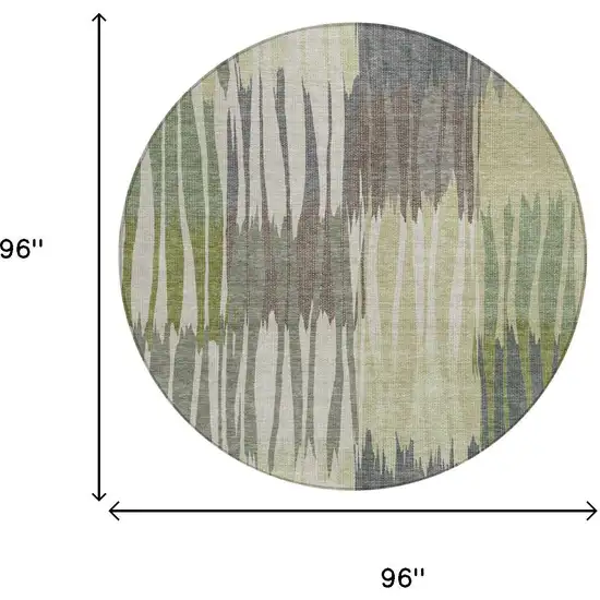 8' Green And Graphite Round Striped Washable Indoor Outdoor Area Rug Photo 6