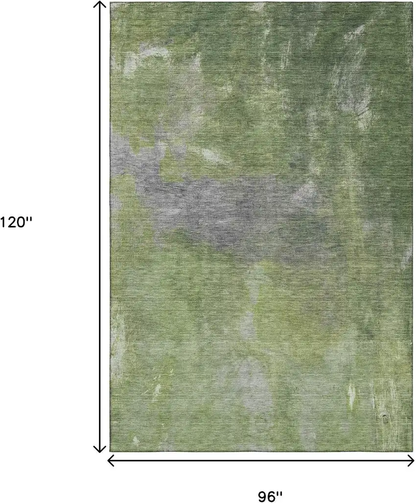 8' Green And Gray Abstract Washable Area Rug With UV Protection Photo 7
