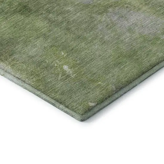 8' Green And Gray Abstract Washable Area Rug With UV Protection Photo 7