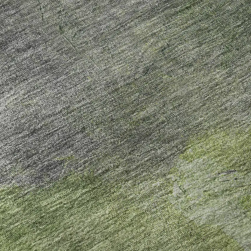 8' Green And Gray Abstract Washable Area Rug With UV Protection Photo 9