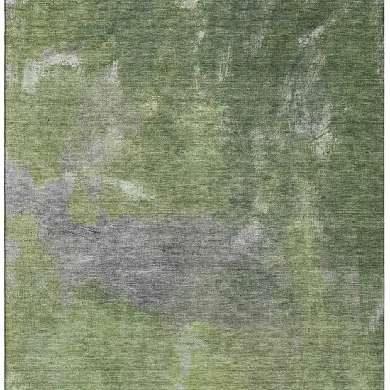 8' Green And Gray Abstract Washable Area Rug With UV Protection Photo 3