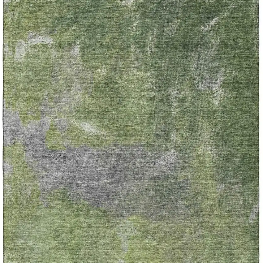 8' Green And Gray Abstract Washable Area Rug With UV Protection Photo 3