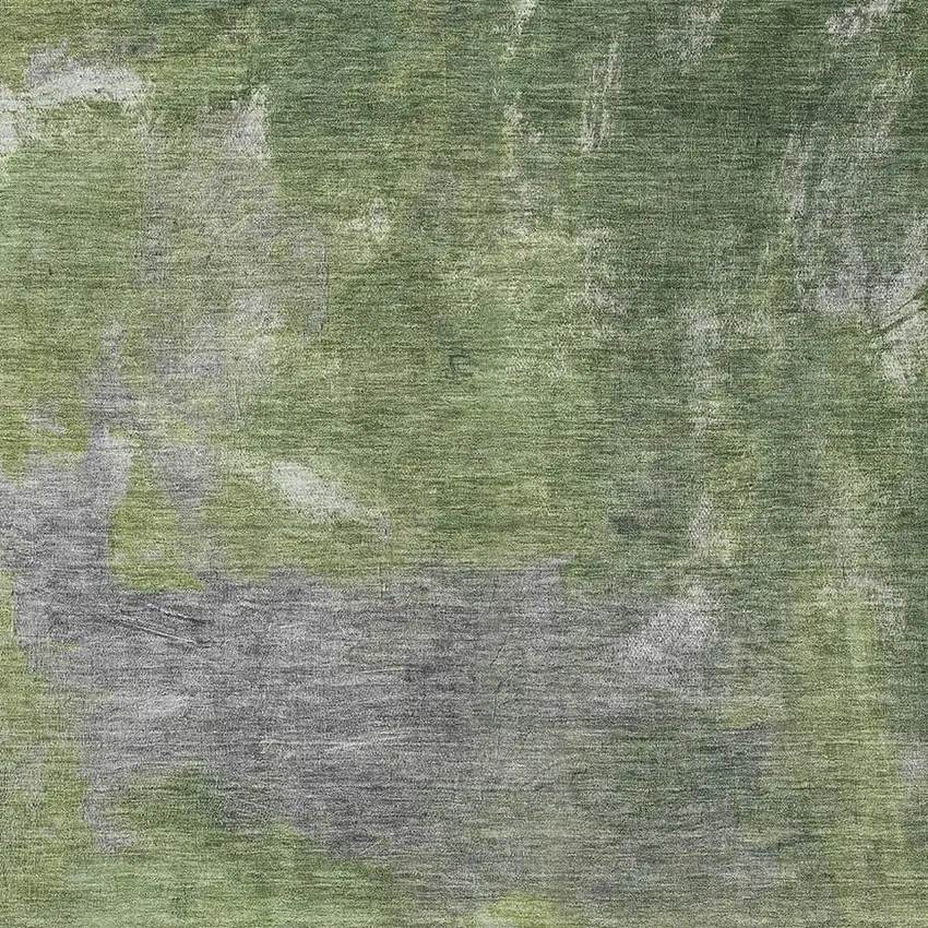 8' Green And Gray Abstract Washable Area Rug With UV Protection Photo 2